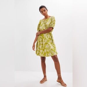 Daily Practice by Anthropologie Green Floral Paisley Mini Dress - Size L